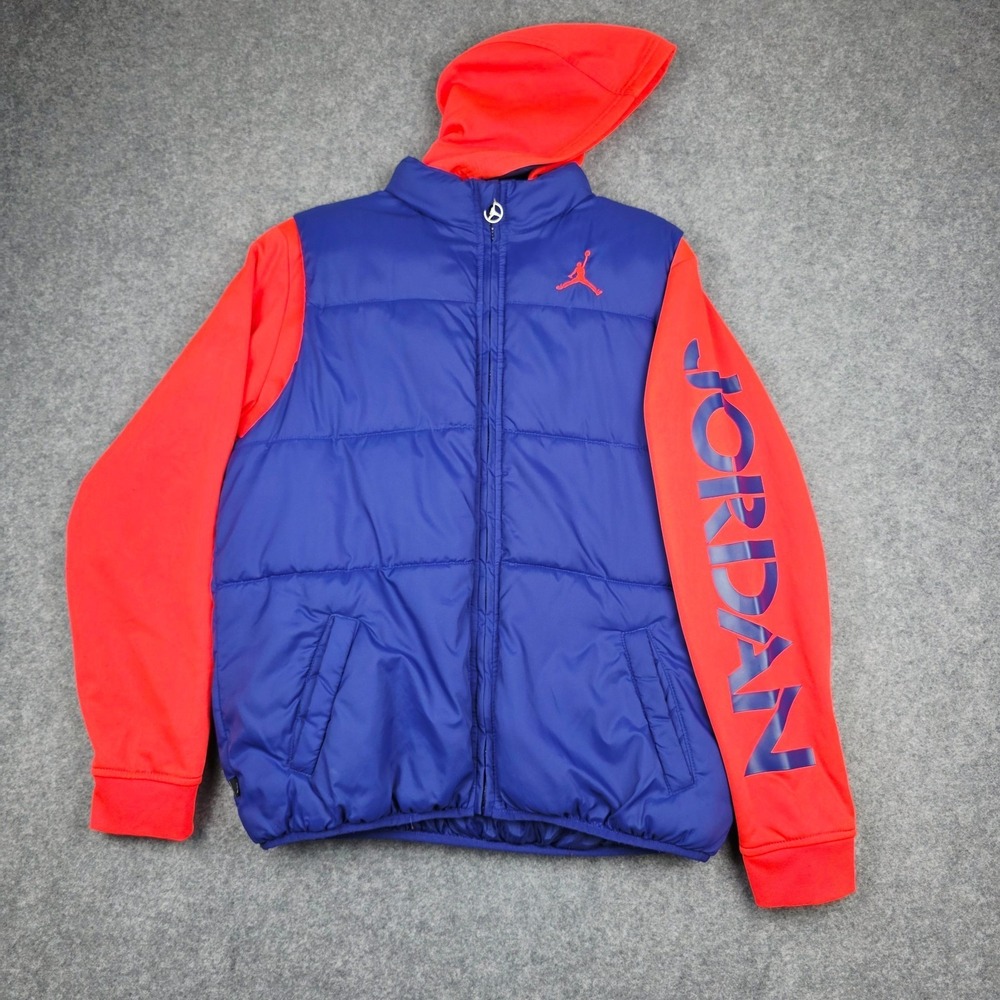 Jordan Youth Hybrid Puffer Jacket Blue Pink Size XL Jump man 13-15‎ Years Hooded